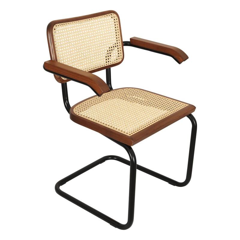 Breuer Chair Company Marcel Breuer Cesca Cane Cantilever Armchair Arm Chair w/ Black Steel Frame (Various Wood & Cane Colors)