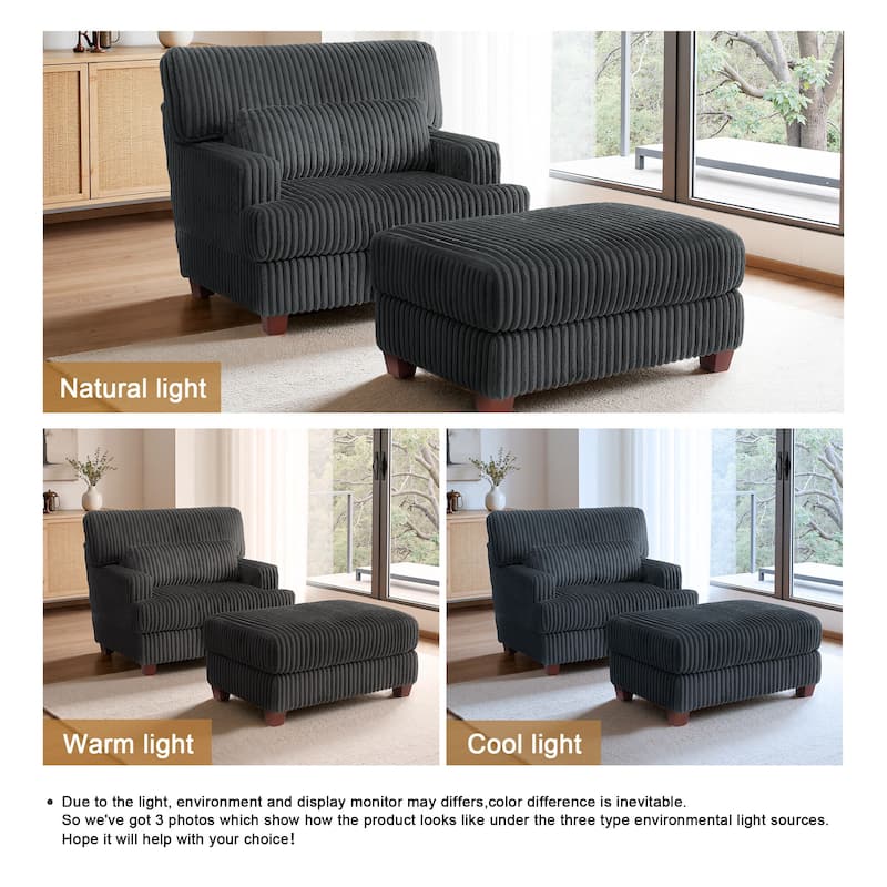 Oversized Chaise Longue Accent Chair with Ottoman