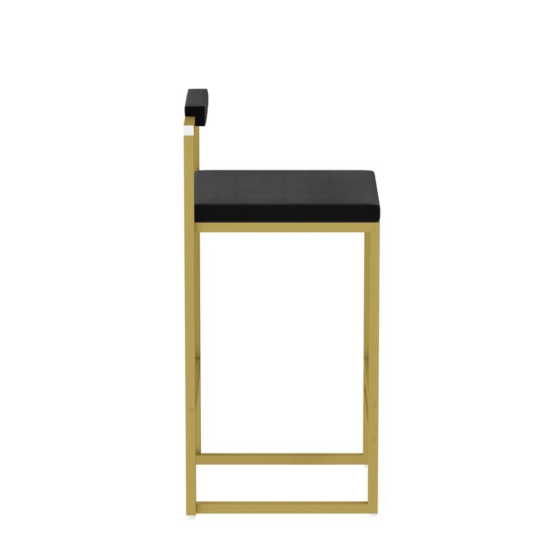 Modern Design in Gold Frame Velvet Upholstered Bar Stools Set of 2