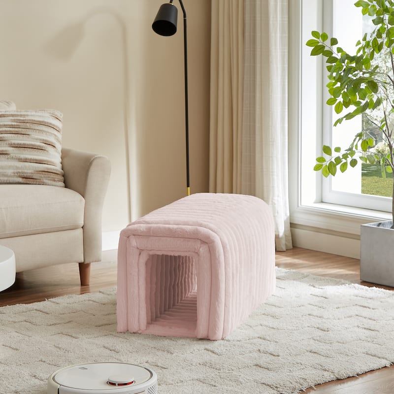 Pet Supplies Ottoman Storage Bench Corduroy Bench Cat's Nest to Hide for the Living Room, Entryway and Bedroom