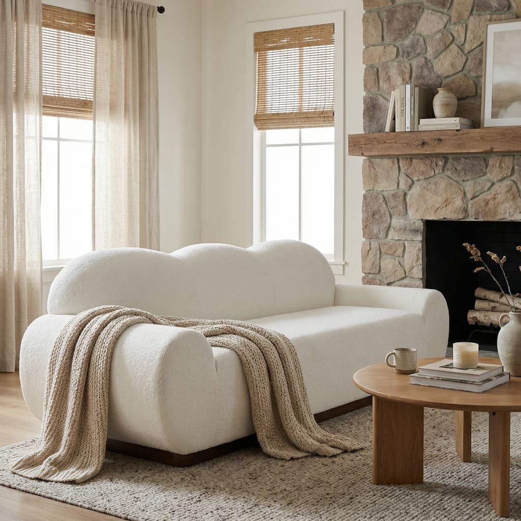 Christopher Knight Home - Cloud Modern Upholstered Chenille Curved 3-Seater Sofa with Round Arms