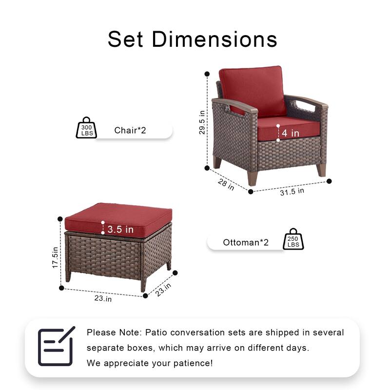 Pocassy Outdoor Brown Wicker Funitre with Cushion Set