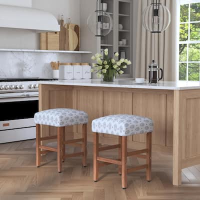 HomePop Square Counter Stool - Sage Paisley Medallion