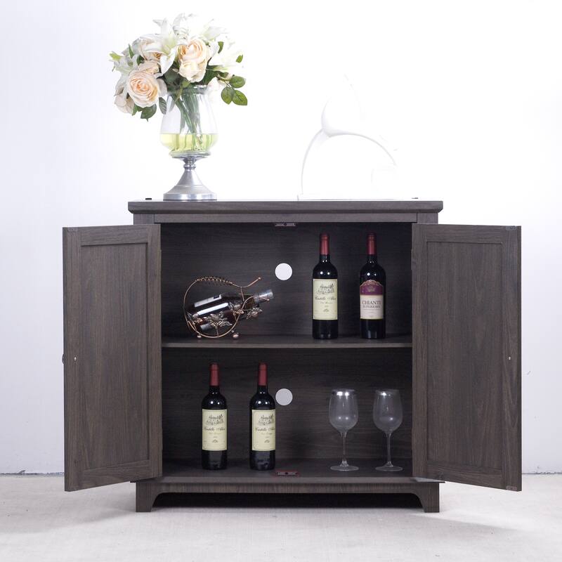 Rossetta Elegant Wooden Intricate Cutout Charming Butterfly Pattern Accent Cabinet with Adjustable Shelf - Dark Brown