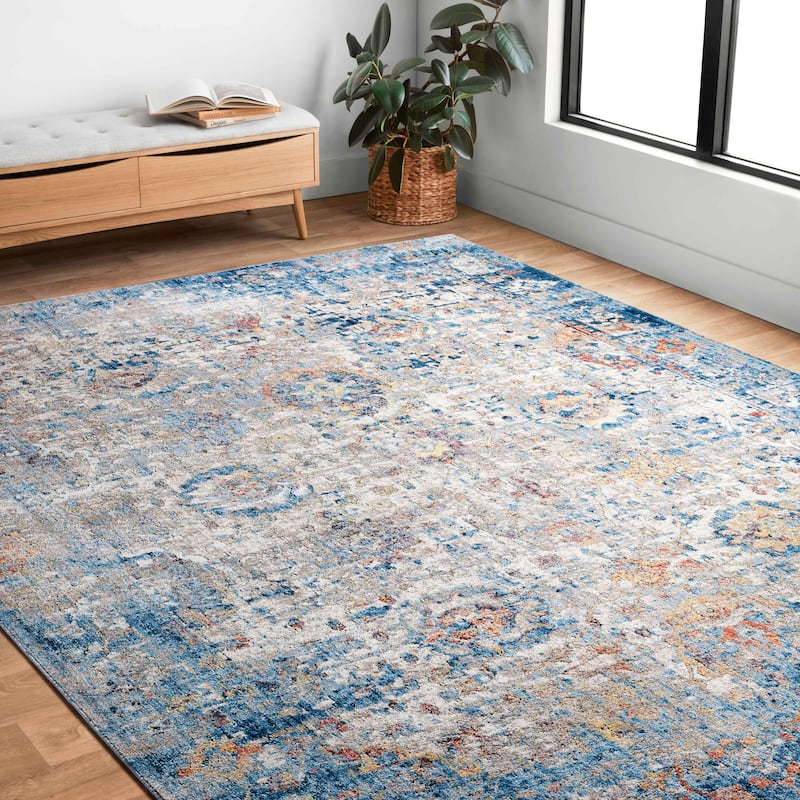 Alexander Home Athens Medallion Abstract Modern Distressed Area Rug