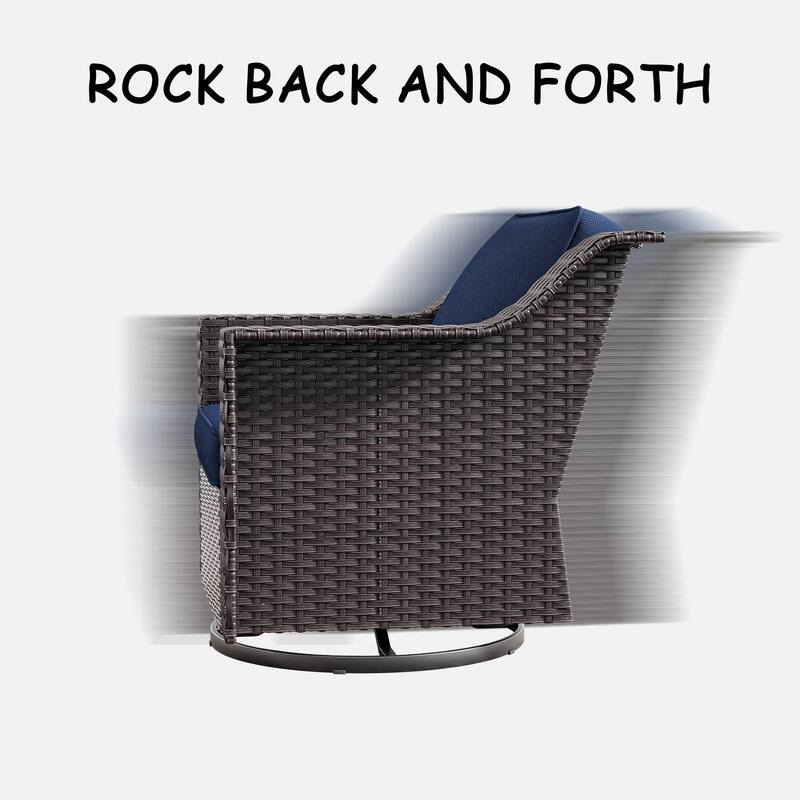 Cozywor Outdoor Patio Swivel Rattan Rocking Wicker Chairs Set of 2 for Backyard Porch Deck, Metal Rocking Frame - N/A