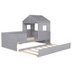 preview thumbnail 6 of 7, Gray Twin House Low Loft Bed with Trundle