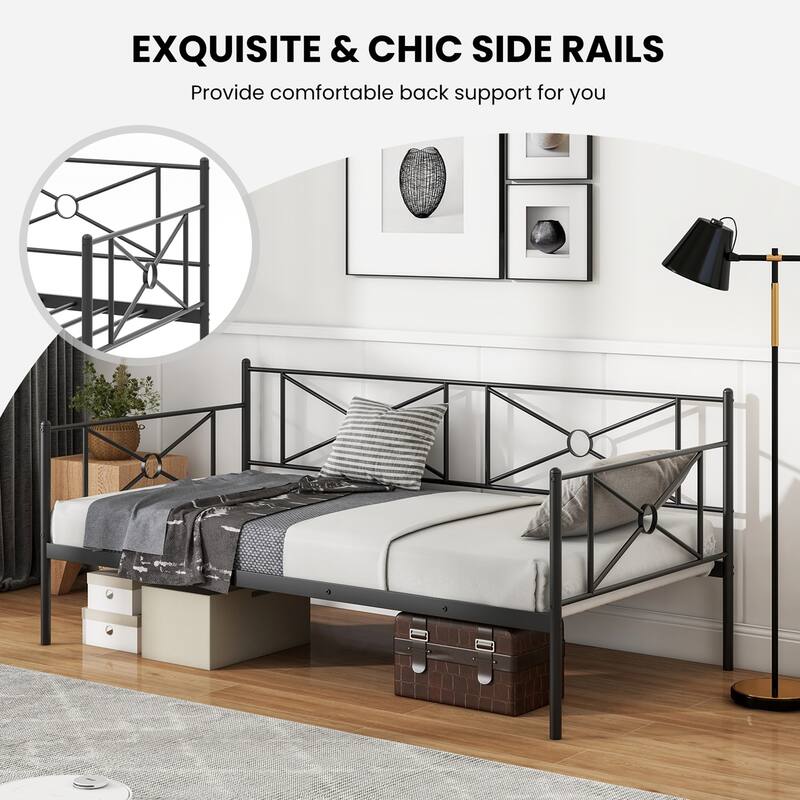 Costway Metal Daybed Frame Twin Size Slat Support Mattress Foundation
