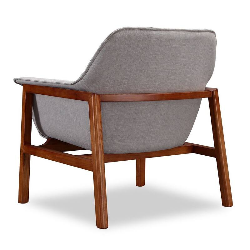 Manhattan Comfort Miller Walnut Linen Weave Accent Chair (Set of 2)