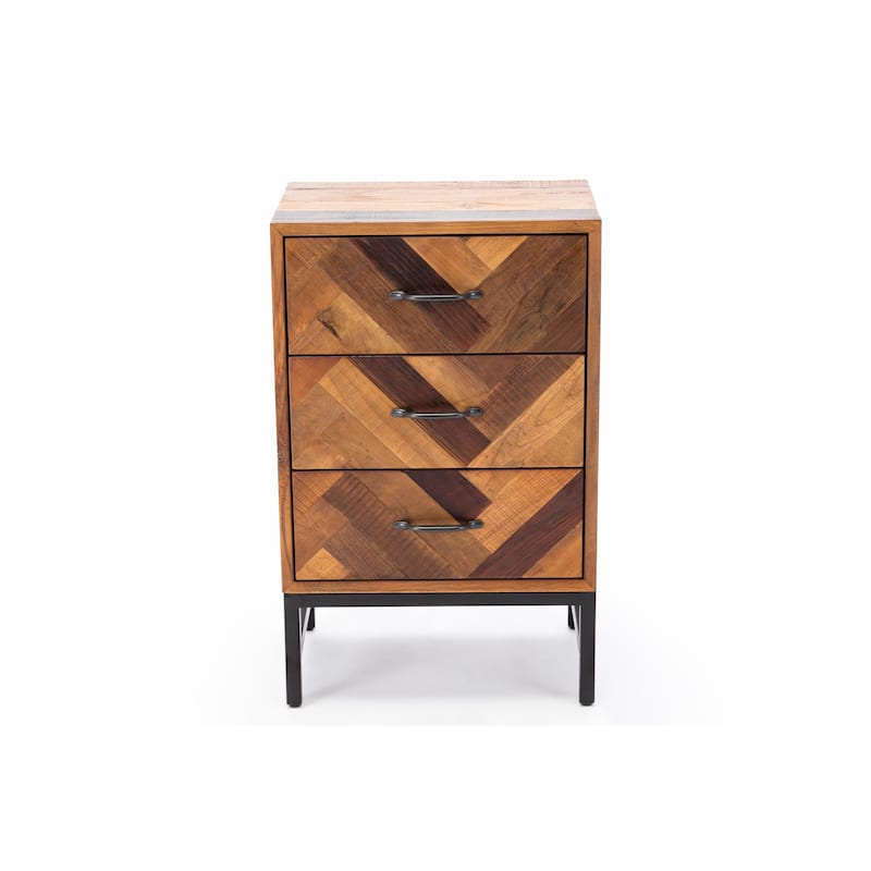 Benton Oak Wood 3 Drawer Nightstand