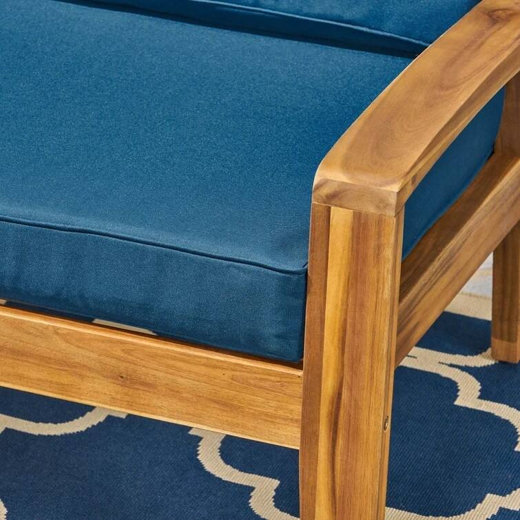 Stylish Outdoor Acacia Wood Club Chair with Water-Resistant Cushions