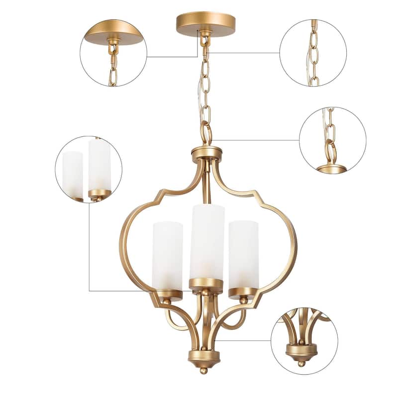 Malryn Modern 3-Light Black Gold Chandelier Frosted Glass Kitchen Island Lights