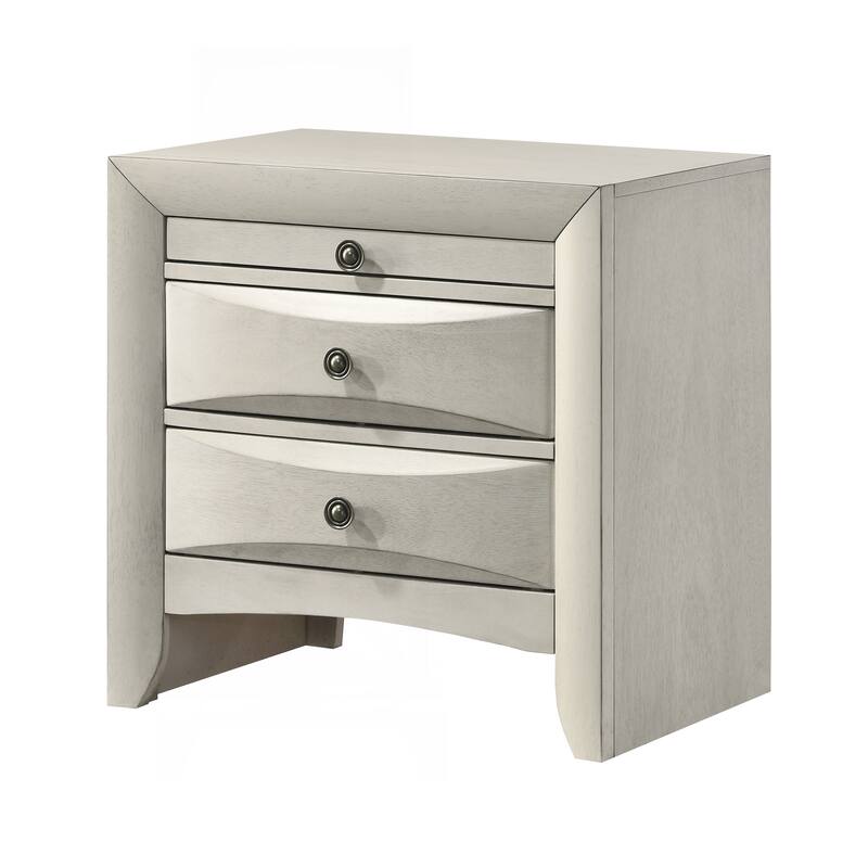 Charming Wooden Nightstand with Curved Drawer Fronts and Ample Storage - White - 2-drawer