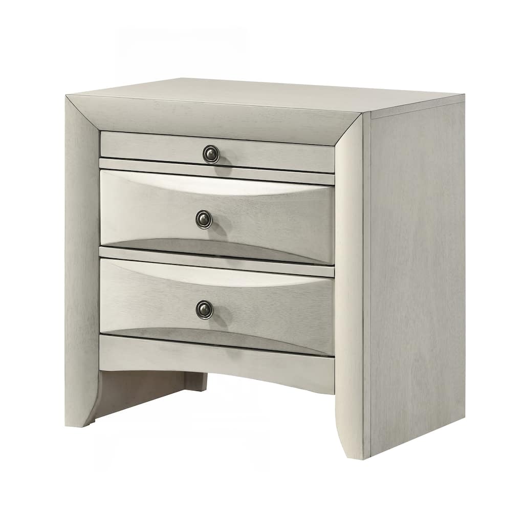 Charming Wooden Nightstand with Curved Drawer Fronts and Ample Storage