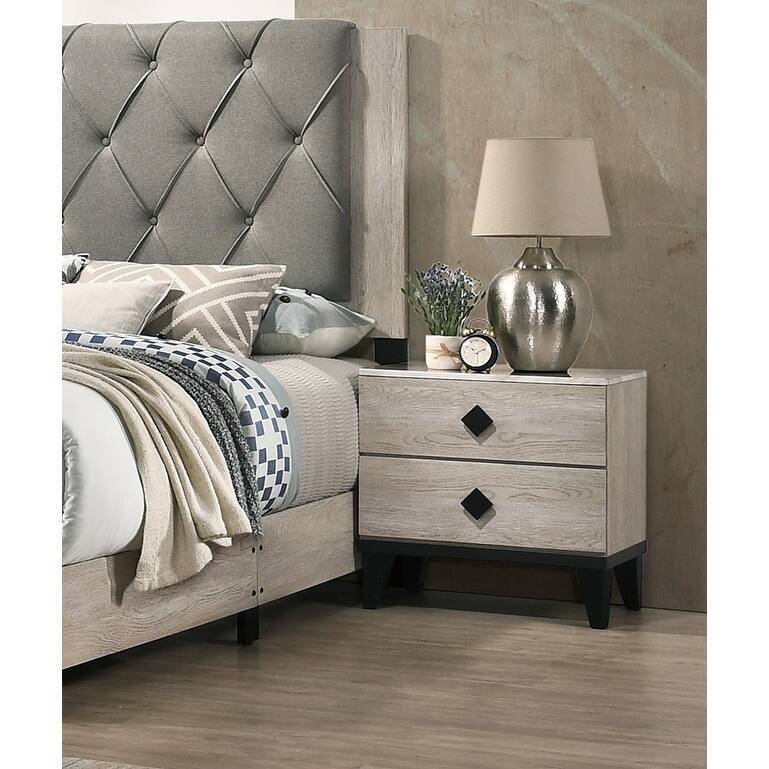 Contemporary Cream Color Nightstand with Unique Legs - Cream