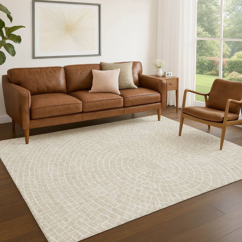 Machine Washable Indoor/ Outdoor Modern Gravity Chantille Rug