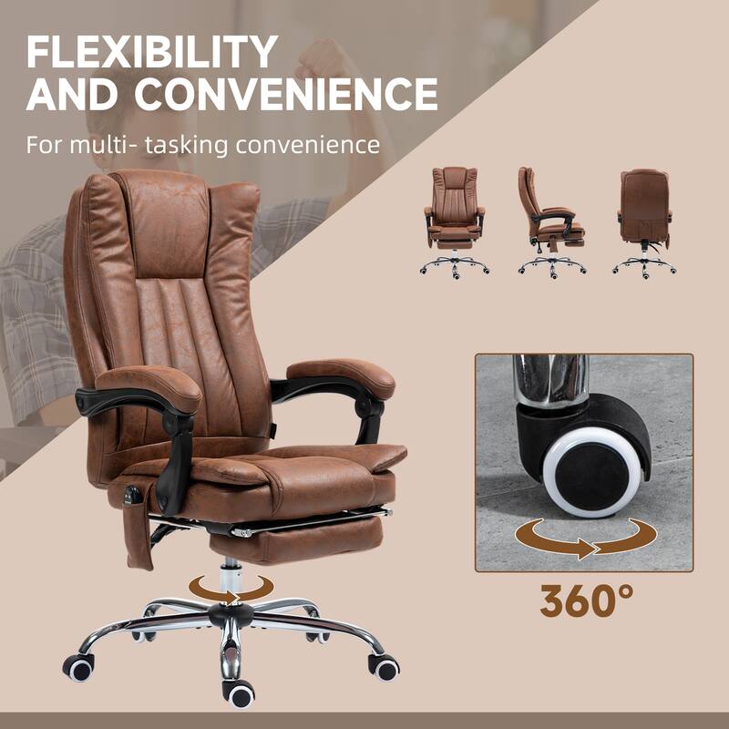 Multi-Function Adjustable Height Massage Office Chair with Heating and Swivel Base and Lumbar Support