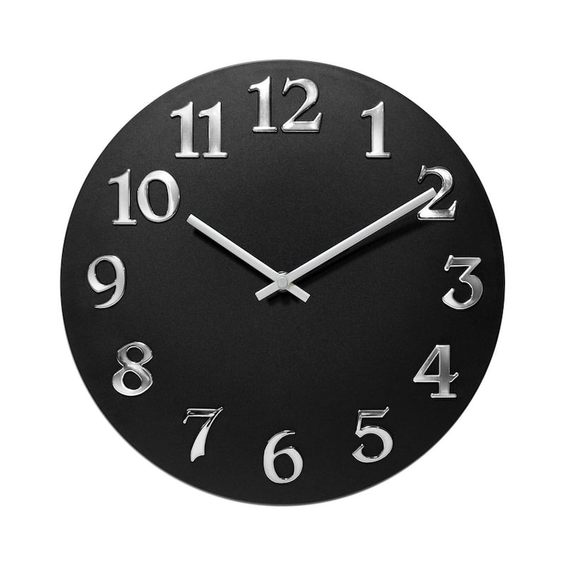 Infinity Instruments Vogue 12-inch Round Wall Clock - 12 x 1.25 x 12 - Black