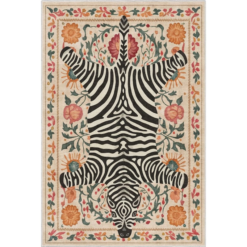 Well Woven Apollo Zebra's Haven Animal Print Modern Flat Pile Area Rug