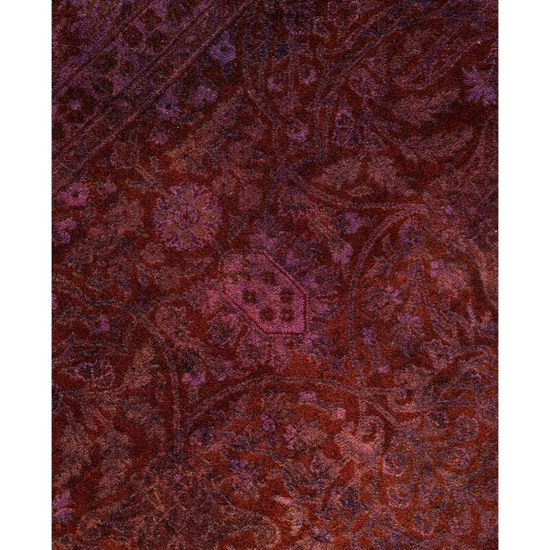 Overdyed One-of-a-Kind Hand-Knotted Octagon Area Rug - Purple - 6' 1" x 6' 1"