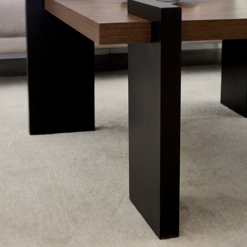 31.5" Compact Coffee Table, Dark Wood Grain Look