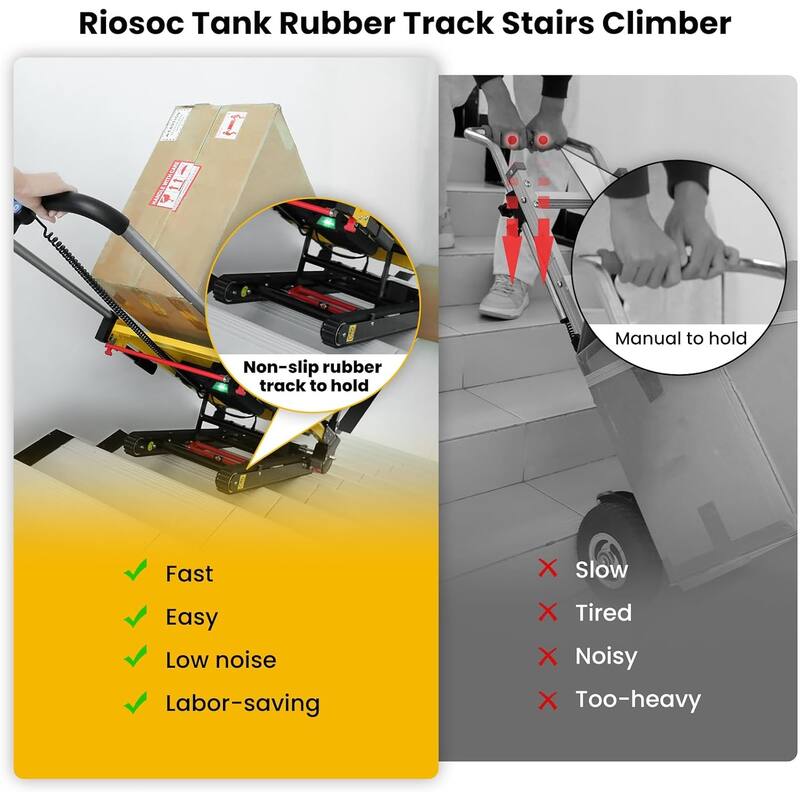 Electric Stair Climbing Hand Trucks Moving Heavy Objects Up and Down Stairs Effortless, 441 lbs Max Load