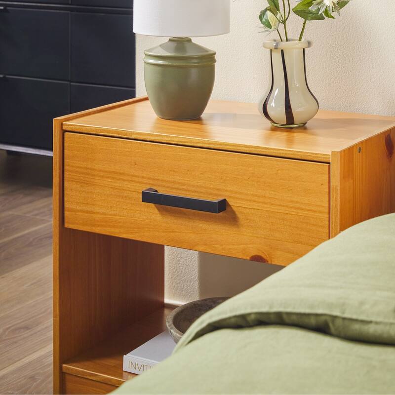 Walker Edison Modern Easy Assembly 1-Drawer Solid Wood Nightstand