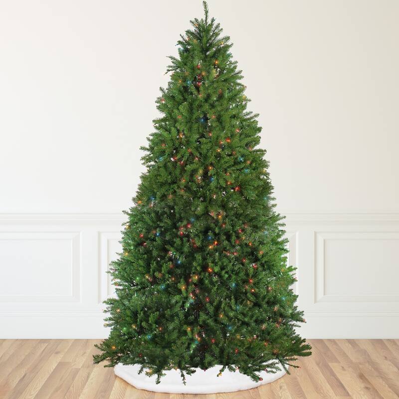12' Pre-Lit Rockwood Pine Artificial Christmas Tree, Multi LED Lights - over-10-feet