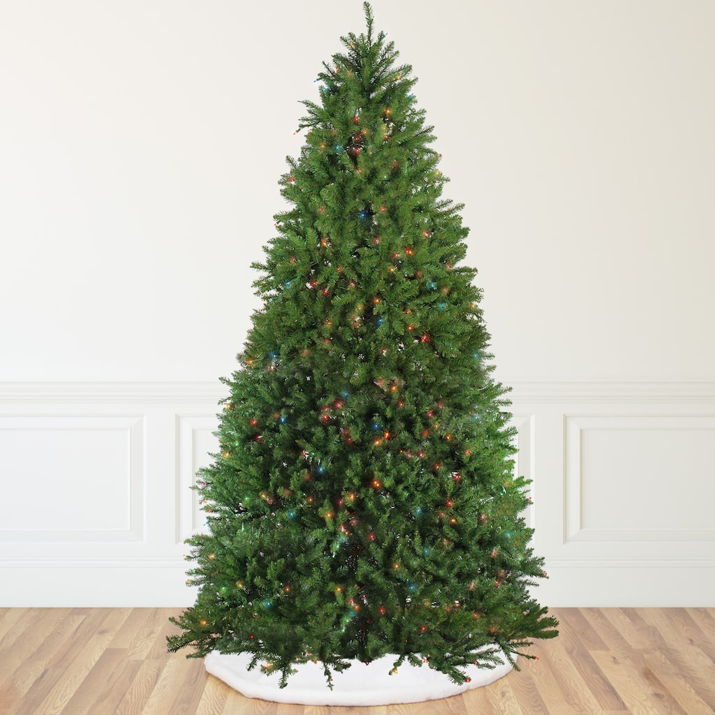 12' Pre-Lit Rockwood Pine Artificial Christmas Tree, Multi LED Lights - over-10-feet