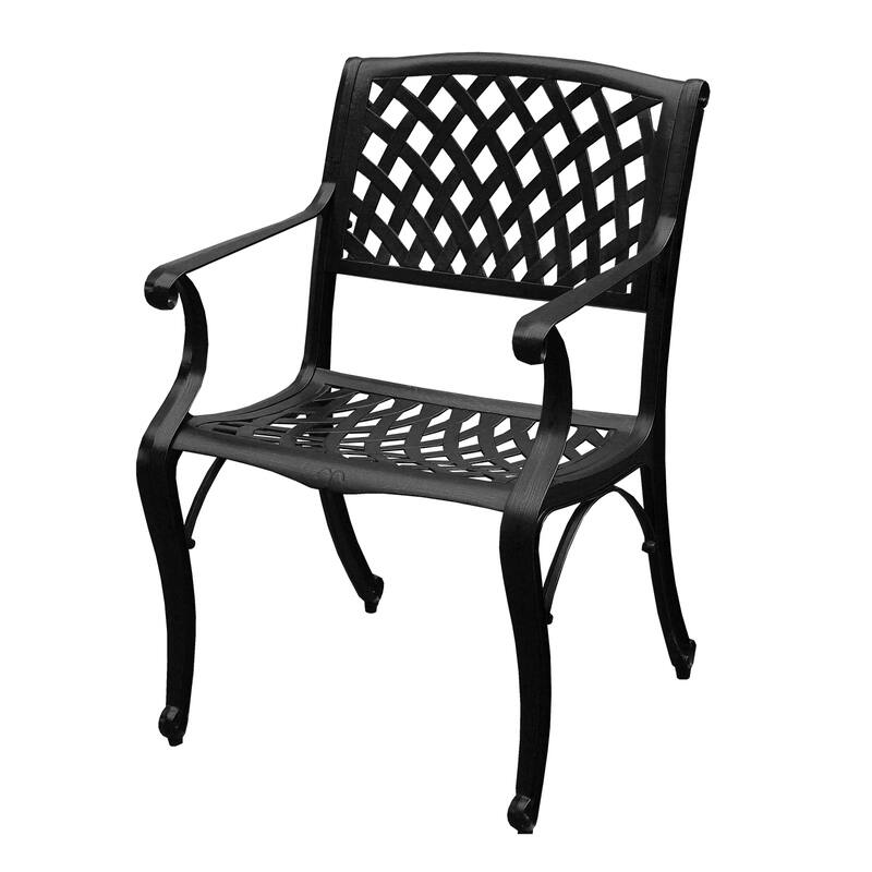 Modern Ornate Outdoor Mesh Aluminum 67-in Rectangular Patio Dining Set with Six Chairs - N/A