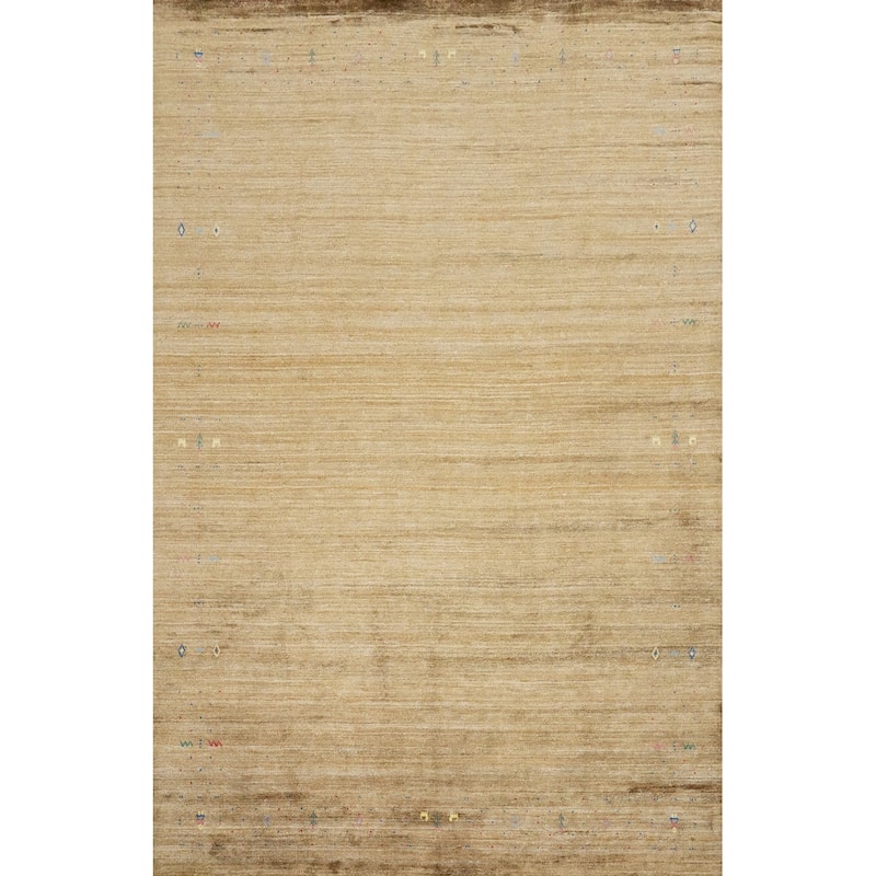 Hand Knotted Oriental Viscose Silk Carpet Tribal Animal Pictorial Yellow & Gold Gabbeh Area Rug - 11' 11'' X 8' 11''