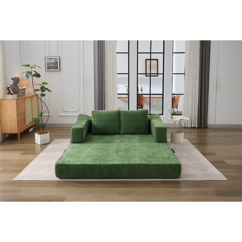 Modern Minimalist Sofa, Fold-Out Sofa Bed, Convertible Chair Floor Couch & Sleeping Mattress for Living room