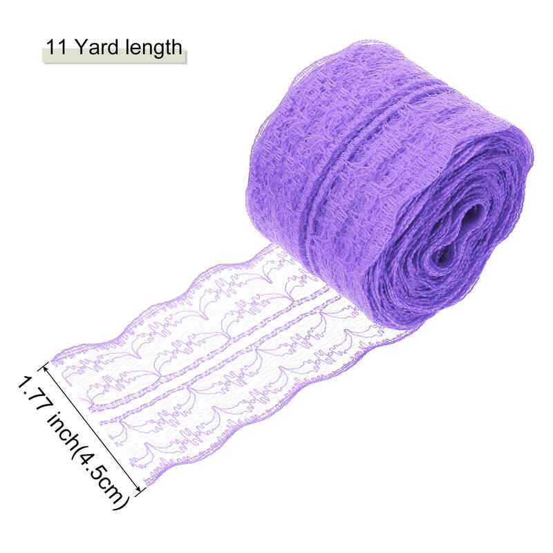 1.8 Inch Wide 11 Yard Lace Ribbon Floral Pattern Red Lace Trim Ribbon - Purple