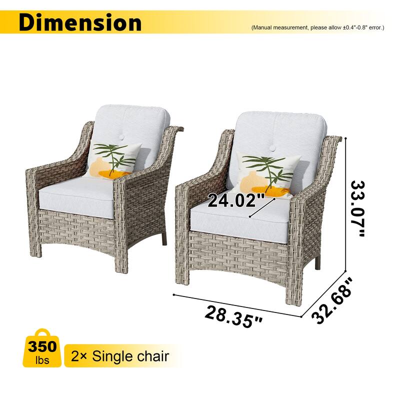 XIZZI 2-piece Patio Furniture Wicker Outdoor Chair Set