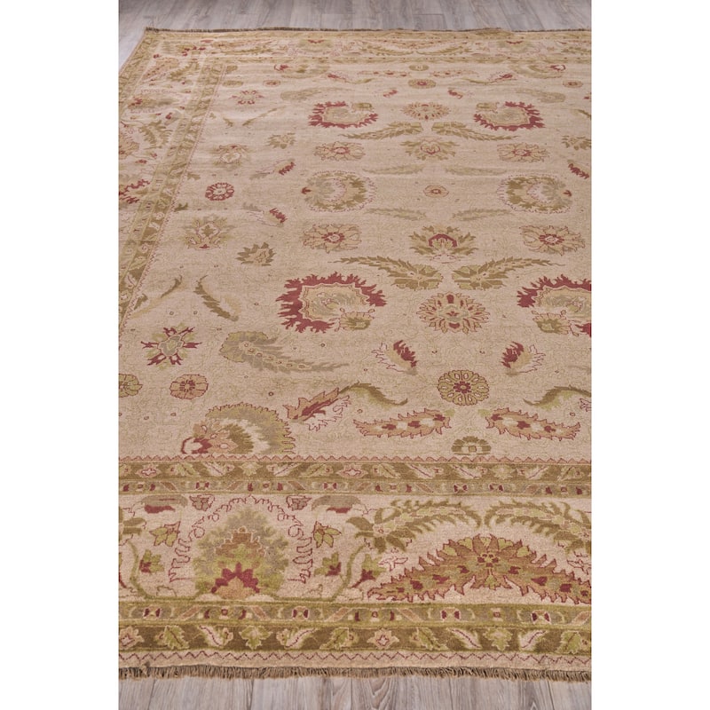 EXQUISITE RUGS ONE-OF-A-KIND Rare and Unusual Agra Hand Knotted Taupe Rug - 11'7"x14'4"