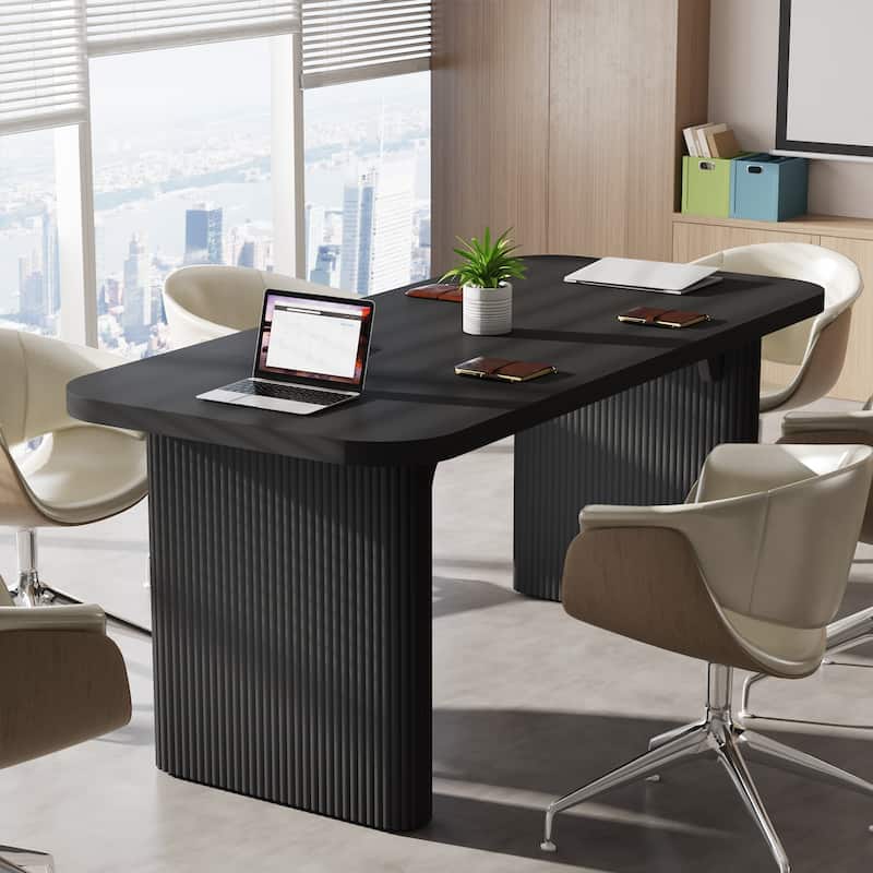 Modern Conference Table, Office Meeting Seminar Boardroom Table - Black