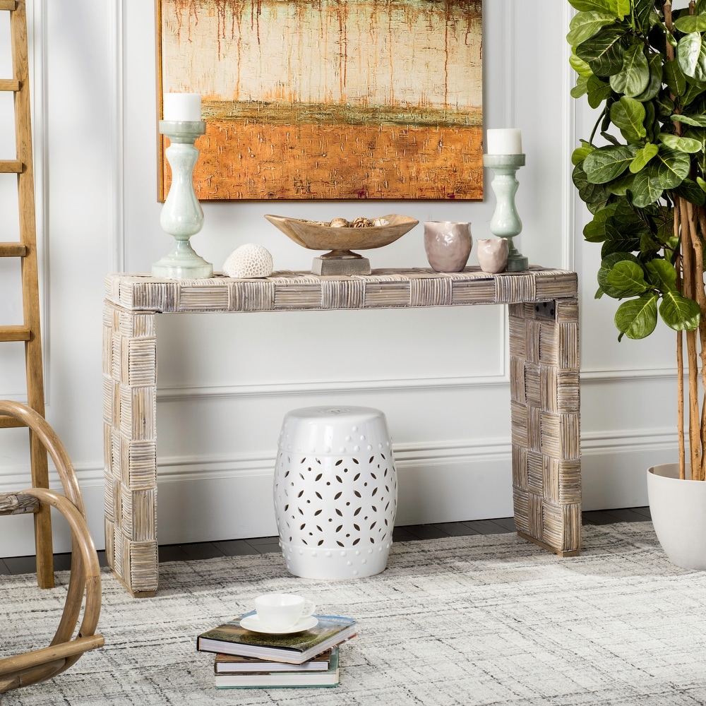 Safavieh winifred wicker console table storage discount