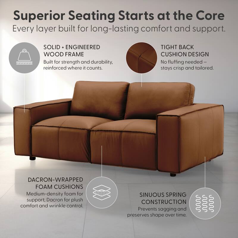 Clayton Top Grain Genuine Leather Loveseat, Sofa, or Living Room Set