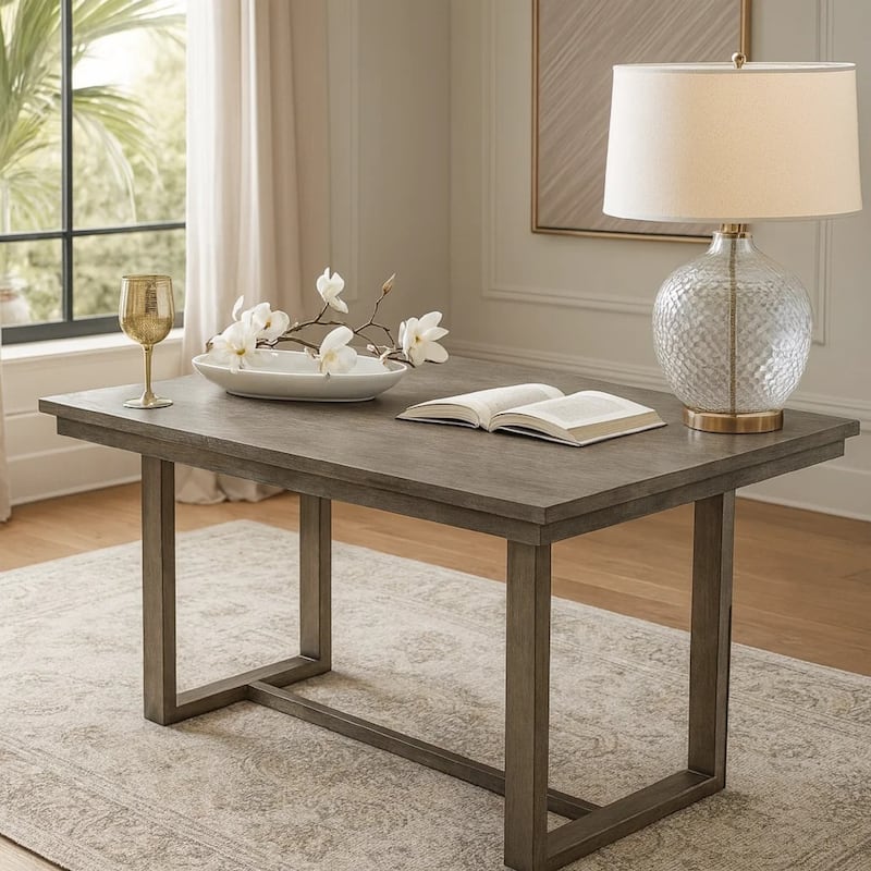 Rectangular Wooden Counter Height Table, Gray