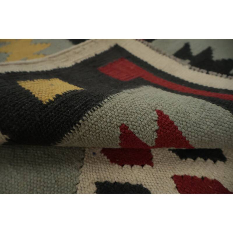 Hand Woven Oriental 100% Wool Carpet Southwestern Modern Green Kilim Area Rug - 8' 0'' X 5' 1''