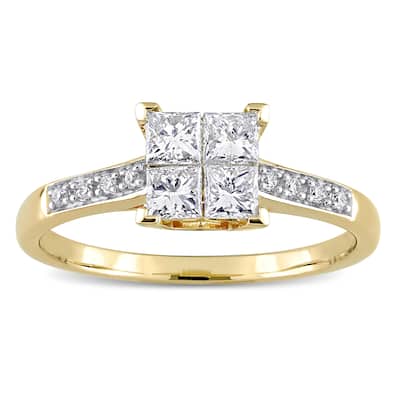 Miadora 5/8ct TDW Diamond Square Ring in 10k Yellow Gold
