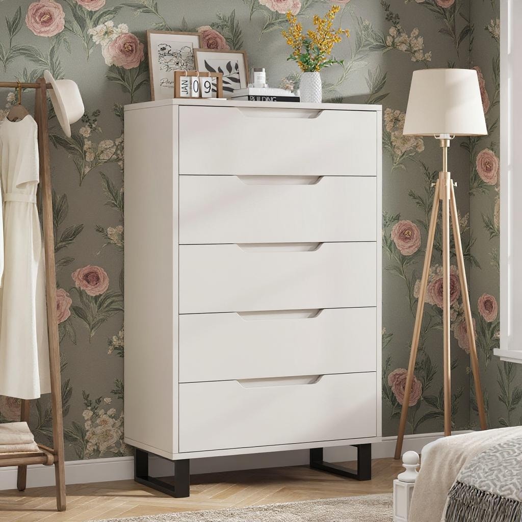 50" Tall Dresser, with Storage, 5 Dresser