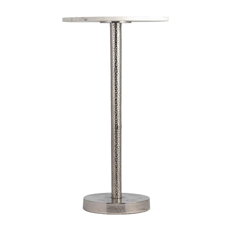 Metal Top Round End Table with Flat Base - Silver, 25"