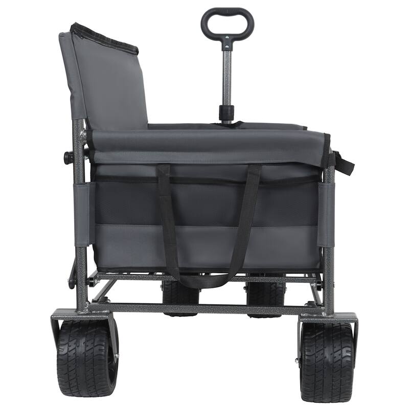 3-in-1 Convertible Folding Wagon Cart with Bench Seat&Storage - 500lbs Heavy-Duty Utility Wagon,180L Capacity All-Terrain Wheels