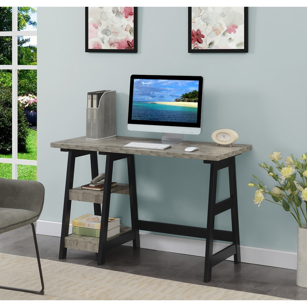 Convenience Concepts Designs2Go Trestle Desk with Shelves