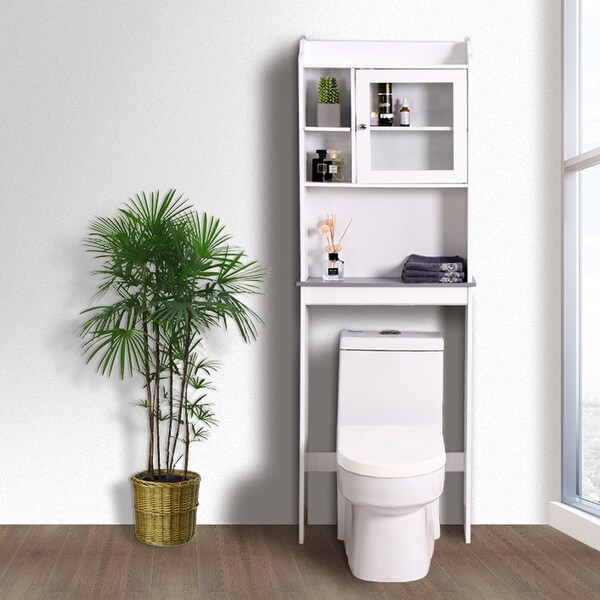 Over The Toilet Space Saver Organization Wood Storage Cabinet Home Bathroom 
