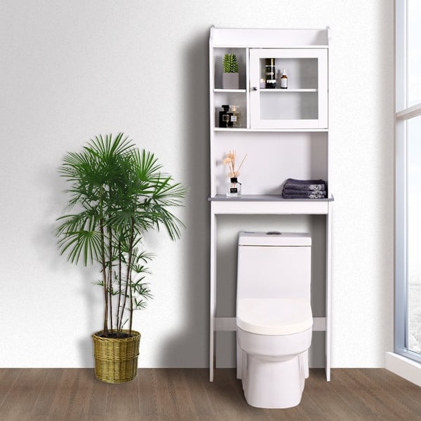 Modern Over The Toilet Space Saver Organization Wood Storage