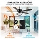 preview thumbnail 26 of 46, 52" Modern Chrome/ Black Indoor Ceiling Fan Light with Remote and 5 Resiversible Blades