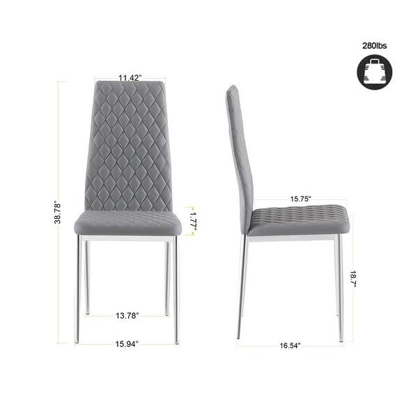 dimension image slide 1 of 4, Grondin Modern Minimalist Style Upholstered Dining Chair Set with High Density Sponge Padded and Chrome Metal Legs