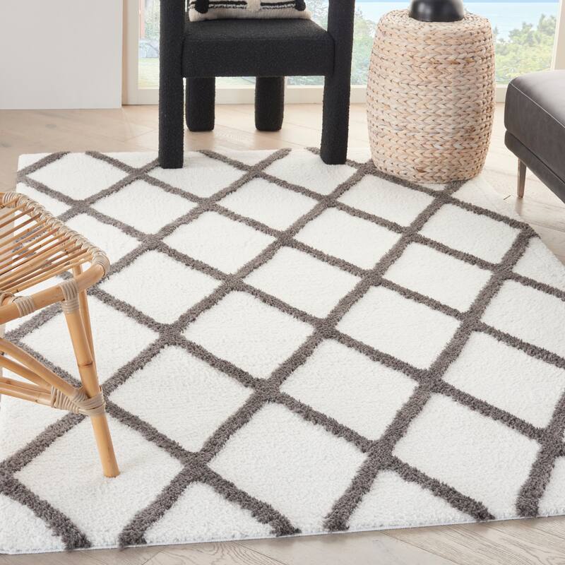Nourison Feather Soft Contemporary Shag Diamond Area Rug